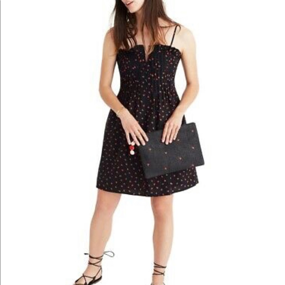 Madewell Black Strawberry Pintuck Sundress